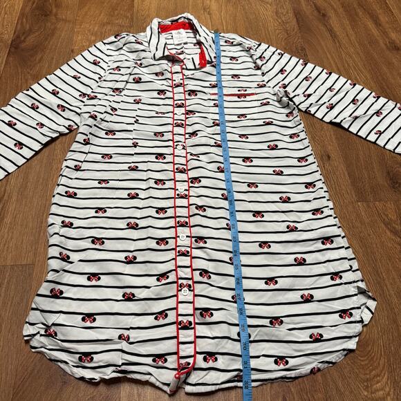 Disney Minnie Mouse Striped Nightshirt Dress Women Size Small Black White Red - Picture 12 of 12
